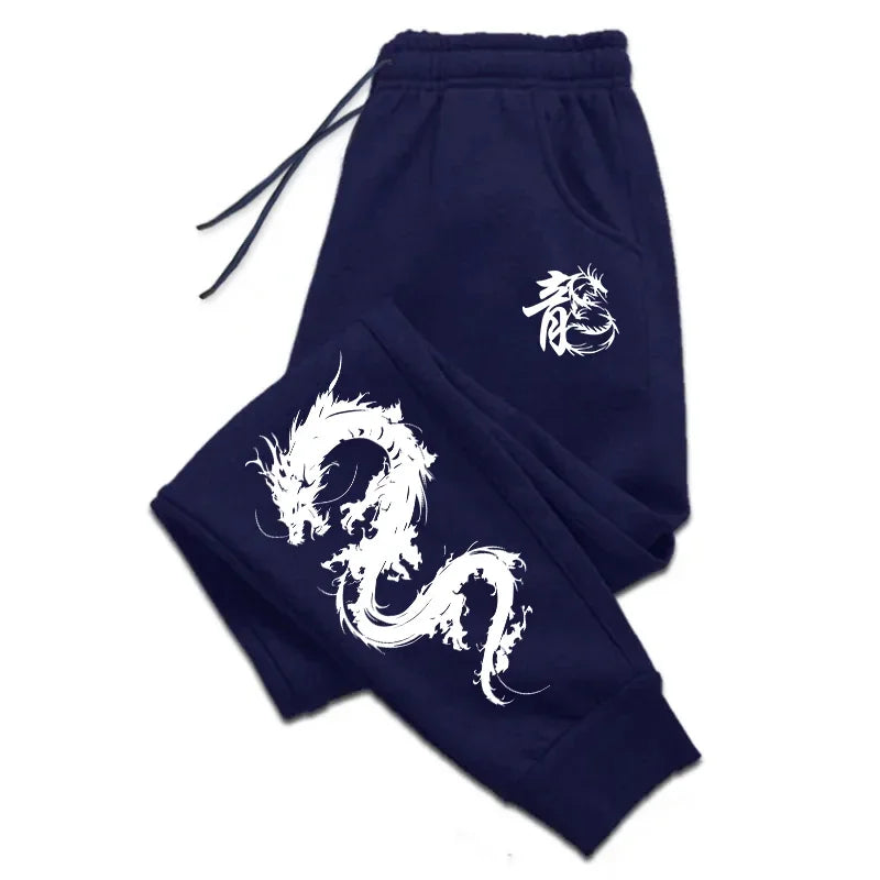 Men's Casual Sport Jogger Pants High Quality Home Outdoor Comfortable Soft Trousers Super Cool Chinese Dragon Printed Sweatpants.