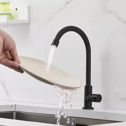 Stainless Steel Kitchen Faucet Single Lever Hole Tap Cold Sink Faucet Single Handle Deck Mounted Water Tap