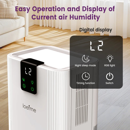 LOEFME 2800mL Air Dehumidifier 650ml/Day Silent Dryer Moisture Eliminator with Touch Display For Home Basement Bathroom Wardrobe.