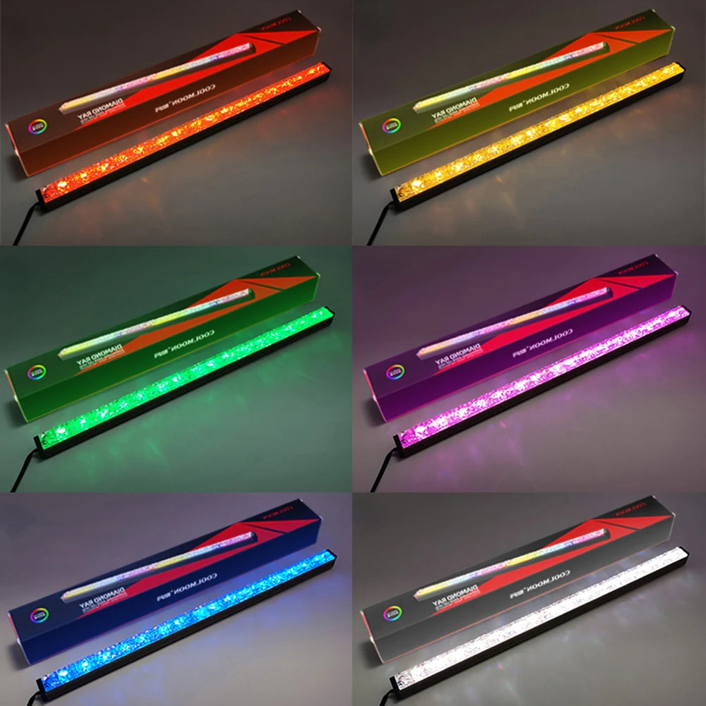 COOLMOON ARGB LED Strip Light 5V 3Pin/Small 4Pin Diamond Magnetic Colorful Atmosphere DIY Lamp Bar for PC Computer Case Chassis.