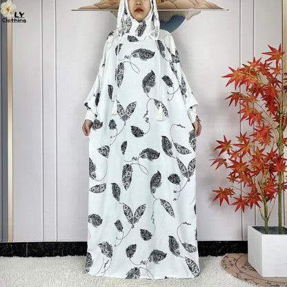 2025Hot Sales New Ramadan Muslim Double Hat Women Abaya Prayer Garment Islam Turkey Arabic Femme Abaya Prayer Kaftan Loose Robes