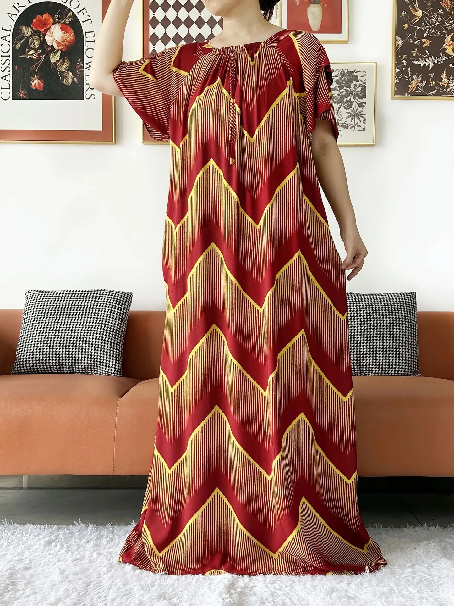 2024 New Muslim Dubai Abaay Women Cotton Dress With Big Scarf For Women Maxi Summer Short Sleeve Loose African Abaya Clothing.