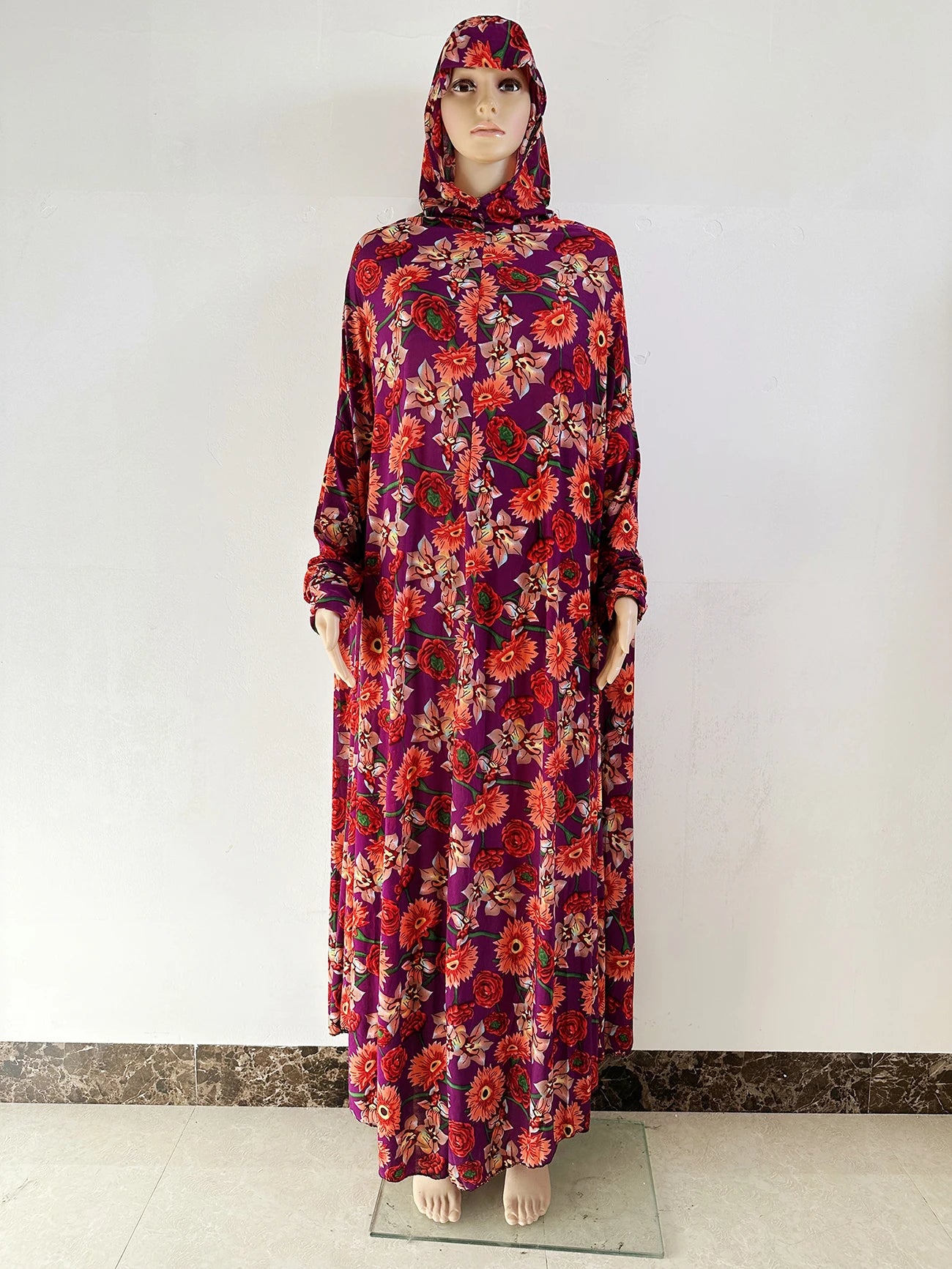 6XL  Muslim Womens Hooded Abaya African Sleeveless Prayer Garment Kaftan Dress With Hijab Floral Dubai Saudi Robe Ramadan