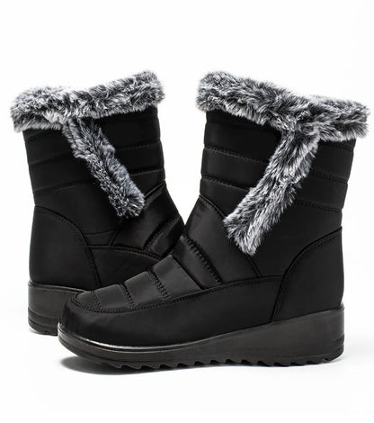 Women's Boots Super Warm Fur Botas Mujer 2025 Snow Boots Low Heels Winter Shoes Woman Black Rubber Winter Boots Women Footwear.