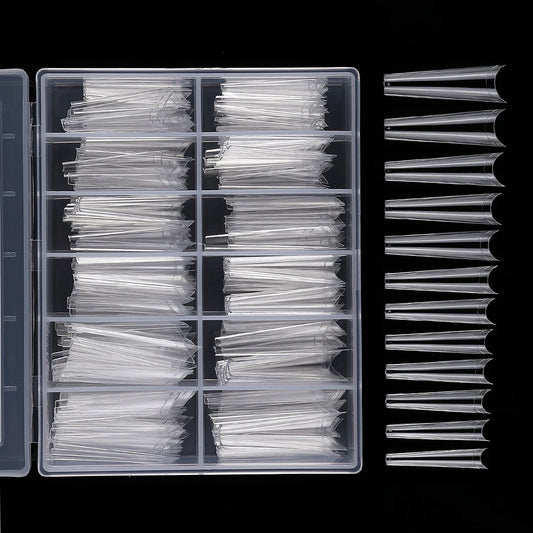 240PCS/Box False Nail Tips Square Straight Extra Long Half Cover Nails Artificial Acrylic False Nail Tips Press On Manicure Tool.