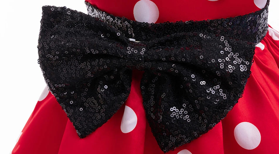 Disney Minnie Mouse Mädchen Polka Dot Schleife Prinzessin Kleid Jungen Kinder Mickey Mouse Halloween Karneval Party Performance Kleidung Anzug.