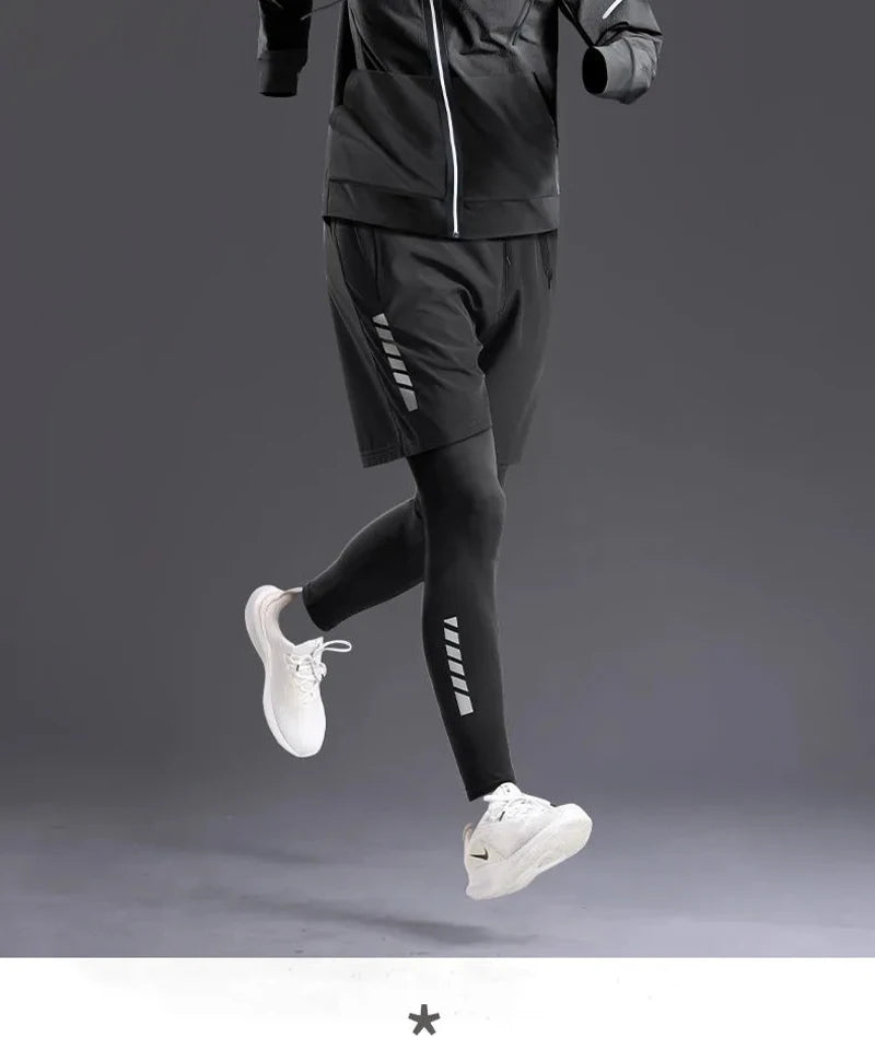 Fashion Breathable Running Sports Suit Men's Fitness Clothes All-Seasons Professional Morning Running Clothes Quick Dry Training.