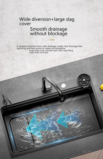 Stainless Steel Kitchen Sink Gray Household Large Single Slot Wash Vegetables and Dish Basin Multifunctional Dish Basin Sink