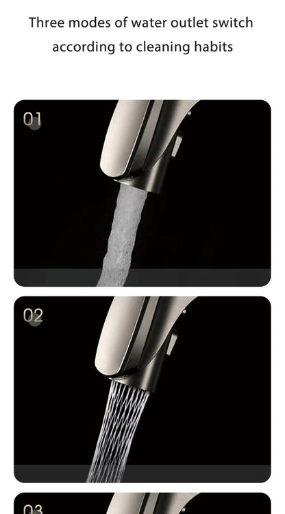 AITANA Gun Grey Luxury Brass LED Display Kitchen Faucet，Touchless Sensor，Pull-Out 3-Function Spray Water-Saving SinK Mixer