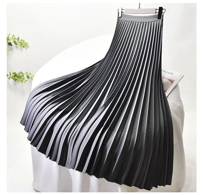 Looks Thin Pleated Skirt 2025 New High Waist A-line Skirt Mid-length Big Size Plaid Skirt Long Pleated Skirt Length 75-90cm