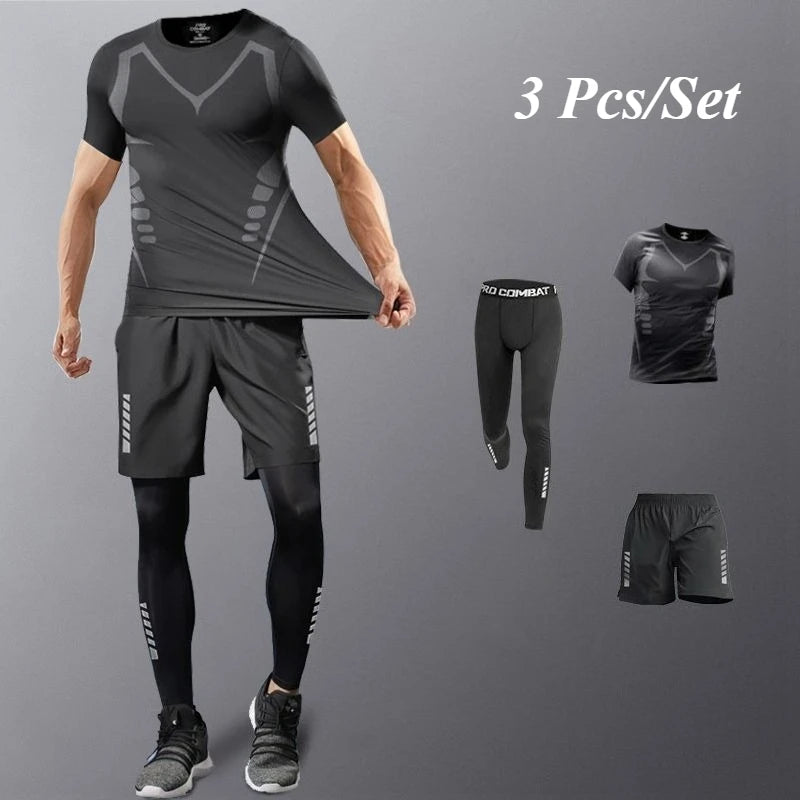 Fashion Breathable Running Sports Suit Men's Fitness Clothes All-Seasons Professional Morning Running Clothes Quick Dry Training
