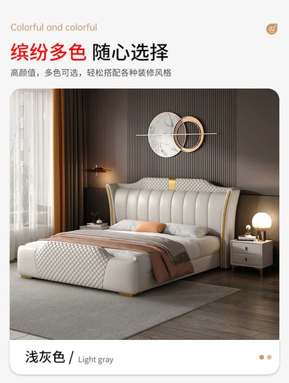 Luxuriöses Doppelbett mit Rahmen, 200 x 200 cm, King-Size-Bett, beleuchtet, 180 x 200, Queen-Size-Bett, luxuriöses, modernes, voll beleuchtetes 2-Personen-Schlafzimmer-Wohnmöbel