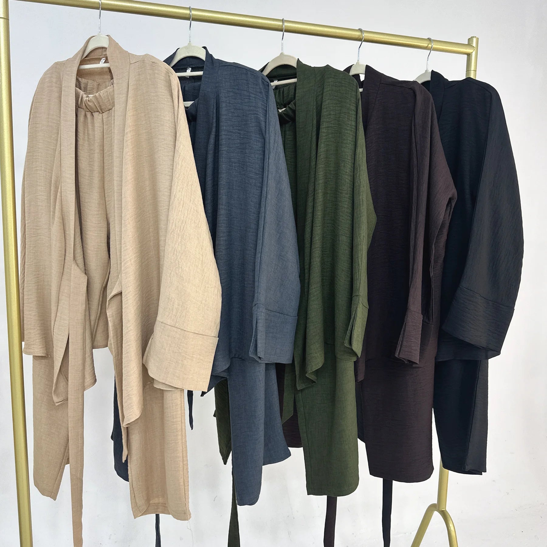 Two Piece Set Women Muslim Blouse Lace Up Wide Leg Pants Suit Eid Ramadan Morocco Dubai Islam Ensemble Arabic Modest Outfits.