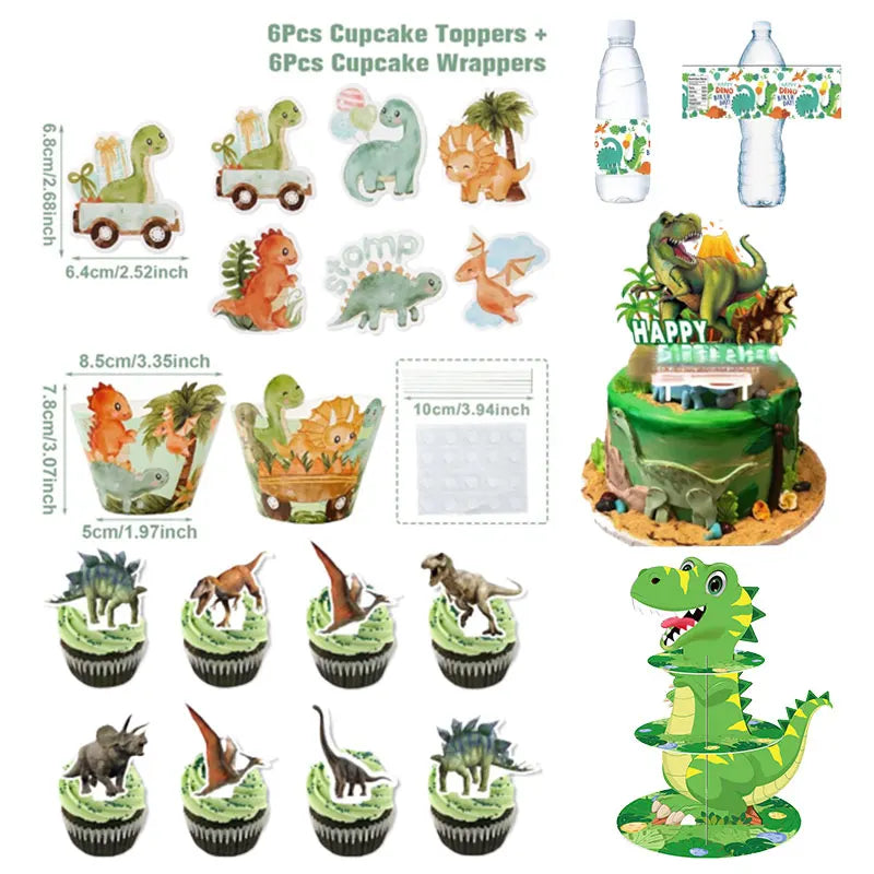 Dinosaurier Dekoration Party Supplies Glas Maske Kuchen Topper Banner PVC Stroh Papa Kreis Geschenktüten Dinosaurier Tier Gefälligkeiten Liefert.