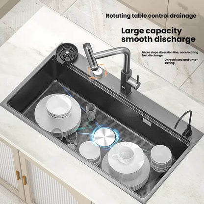 Kitchen Sink Stainless Steels Large Single Slot Multifunctional Dishwashing Bowl Household Wash Dish and Wash Vegetables Basin