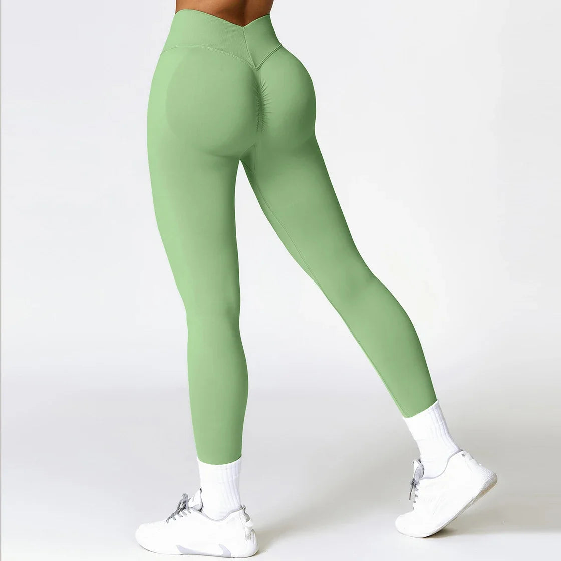 Women's V Back Sports Leggings Athletic Fitness Gym Yoga Pants Tights Scrunch Control Running Exercise Workout Leggins.