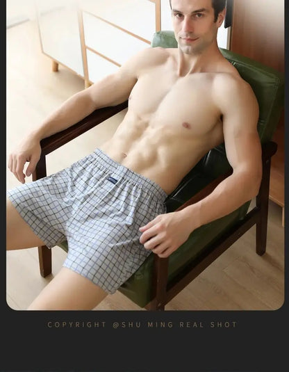 Plus Größe M-3XL männer Aro Hosen Baumwolle Gitter Unterwäsche Lose Hohe Taille Sommer Dünne Atmungsaktive Hause Shorts Beutel Unterhose