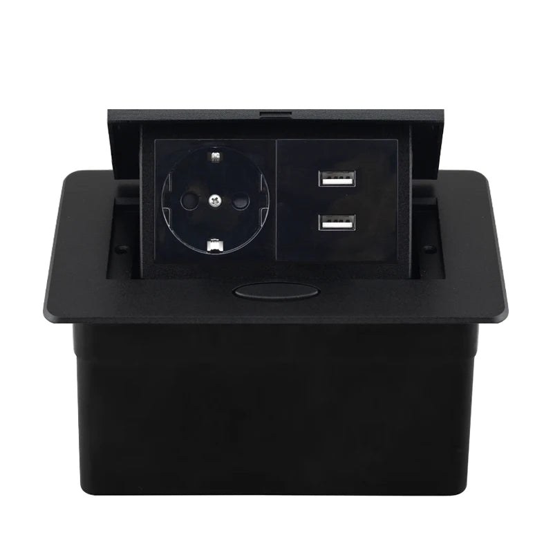 Tischsteckdose EU-Steckdose mit USB-Typ-C-Buchse im Theke Pop-Up-Buchse Desktop-Buchse Aluminiumabdeckung verdeckte Steckdose.