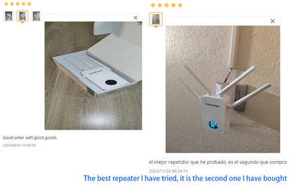 Comfast 1200Mbps Wifi Repeater 2.4/5G Dual-band Wireless WIFI Extender Smart Screen Home Router 4 Antennas WPS/RESET EU Plug.