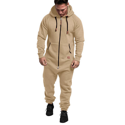 New Custom 3D Full Design Jumpsuit Pajamas Long-sleeved sports pants solid color splicing casual sweater men's zipper hoodie