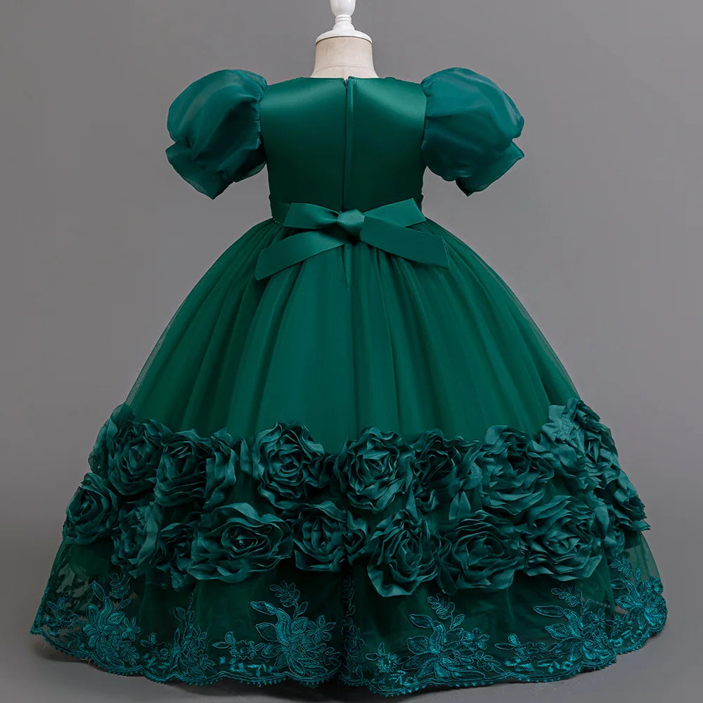 4-12 Jahre altes Blumenjungen-Hochzeitskleid, Abendkleid, Pailletten, langes Halloween-Mädchenkleid, Weihnachtsaufführung, Gastgeber-Redenen.