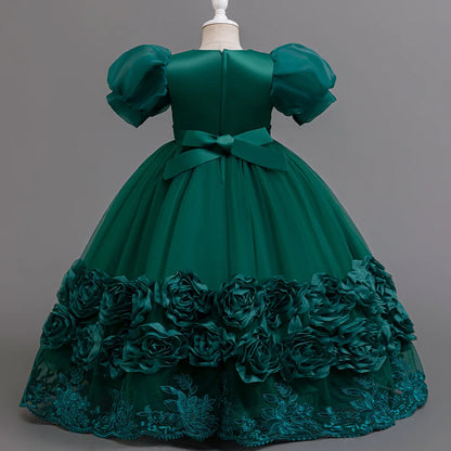 4-12 Jahre altes Blumenjungen-Hochzeitskleid, Abendkleid, Pailletten, langes Halloween-Mädchenkleid, Weihnachtsaufführung, Gastgeber-Redenen.