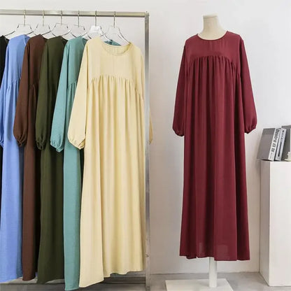 Muslim Loose plus Size Long Sleeve over Knee Pure Color Hooded Gown Spring Autumn Cross Border Fashionable Maxi Dress.