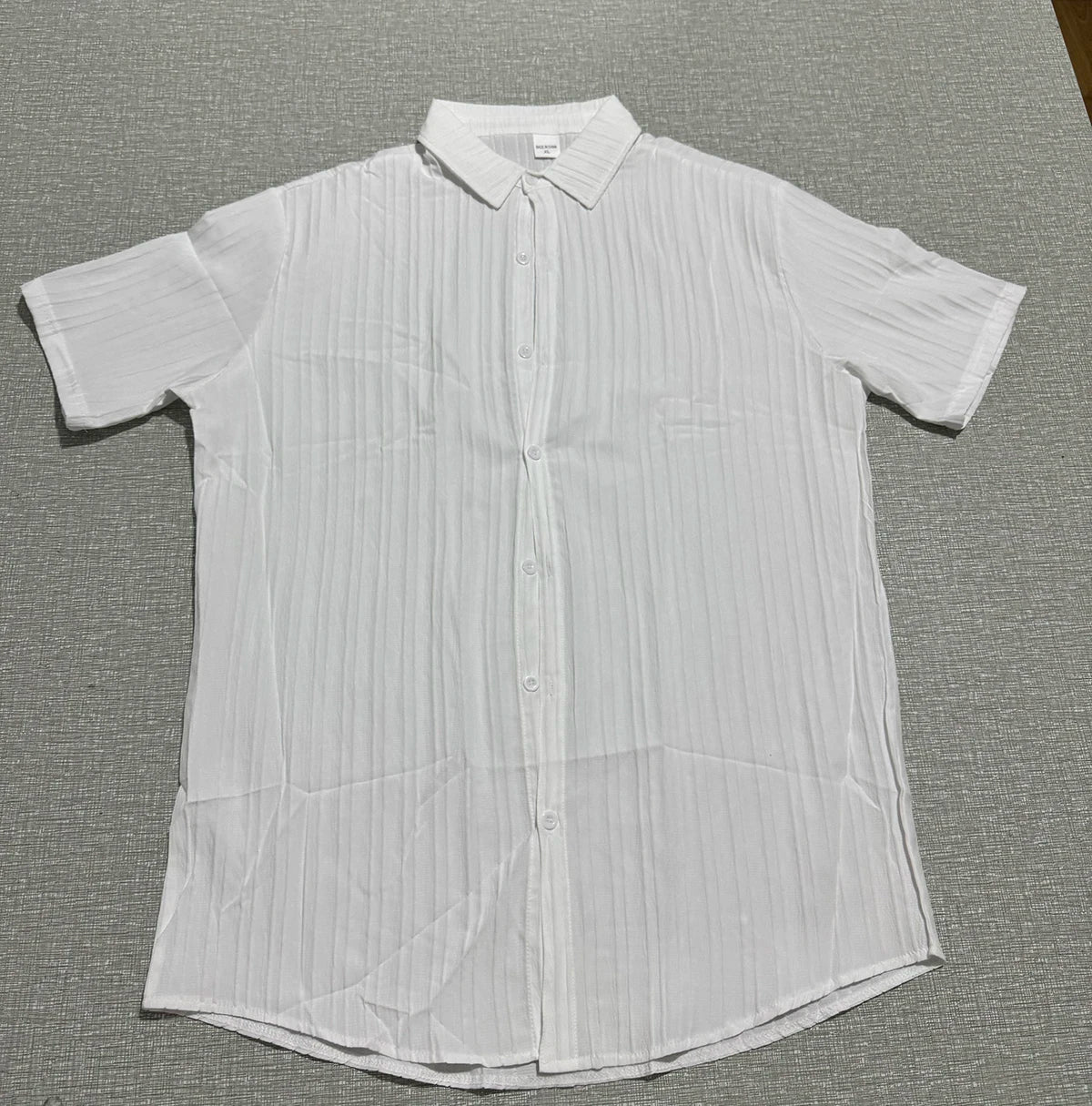 Lazy Street Style Vertical Stripe Slimming Shirt Shorts Two-piece Set No Need To Pair With Autumn Men's Thin Knit Sports Suit.