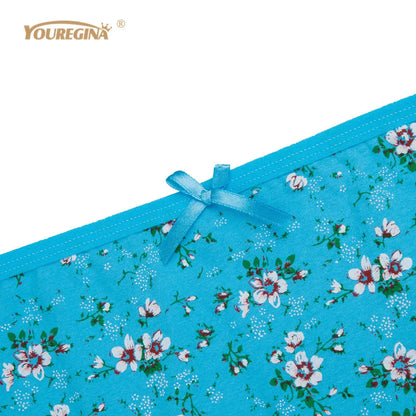 Women Panties Cotton Plus Size High Waist Print Panties Women's Floral Lingerie Briefs Ladies Under Wear 6 pcs/set.