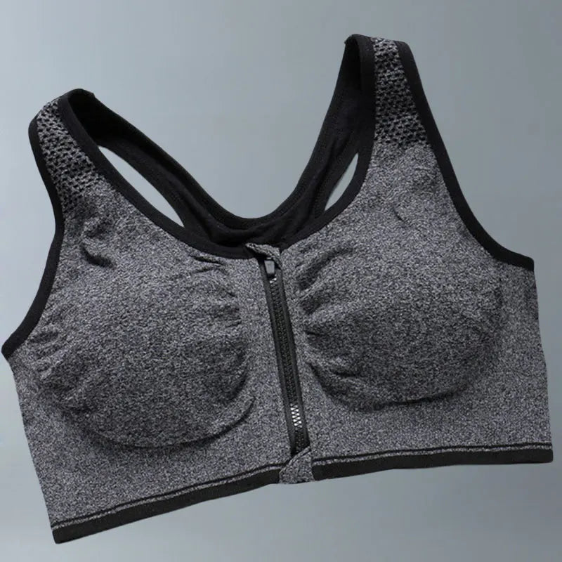 Front Zipper Sport Bra Gym top Breathable Brassiere Yoga Workout Running Vest Women's Underwear Shockproof Running Fitness Bra.