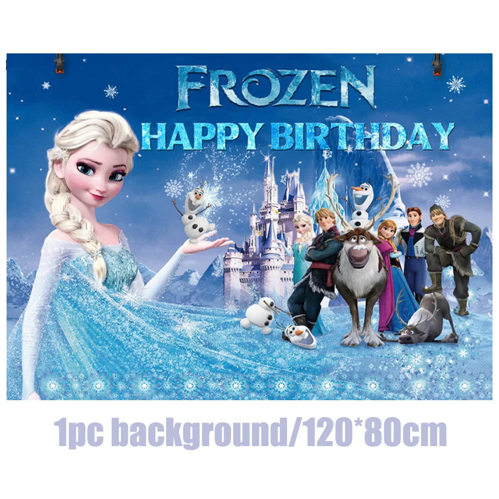 Disney gefroren Geburtstag Dekorationen Mädchen Papier Geschirr Teller Servietten Tassen Schnee königin Geburtstag Deko Hintergrund Luftballons Lieferungen.