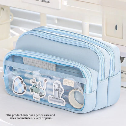 Chic Einfarbig Bleistift Fall Koreanische Einfachheit Transparent Stift Tasche Große Kapazität Organizer Tasche Schule Liefert Schreibwaren tasche