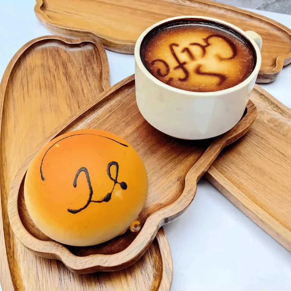Japanese Style Wooden Tea Coffee Tray Fruit Dessert Candy Plate Wood Decorative Bread Snack Cake Food Dish Trays Tableware.