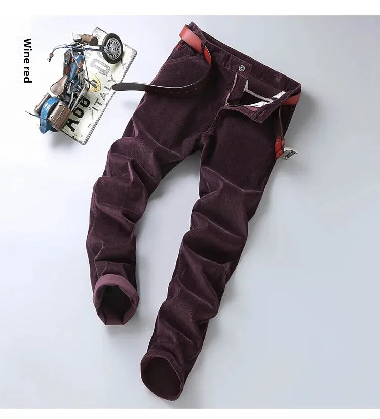 Herren Cord-Freizeithose, gerades Bein, lockere Passform, Jugend, Winter, dicke warme Samt-Jogginghose, Jogginghose, Baggy-Jogginghose