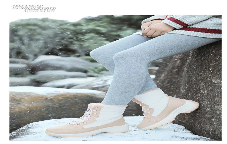 Women's Boots Lightweight Fur Boots Ankle Heels Winter Shoes Woman Fashion White Platform Botas Mujer Snow Boots Winter Footwear