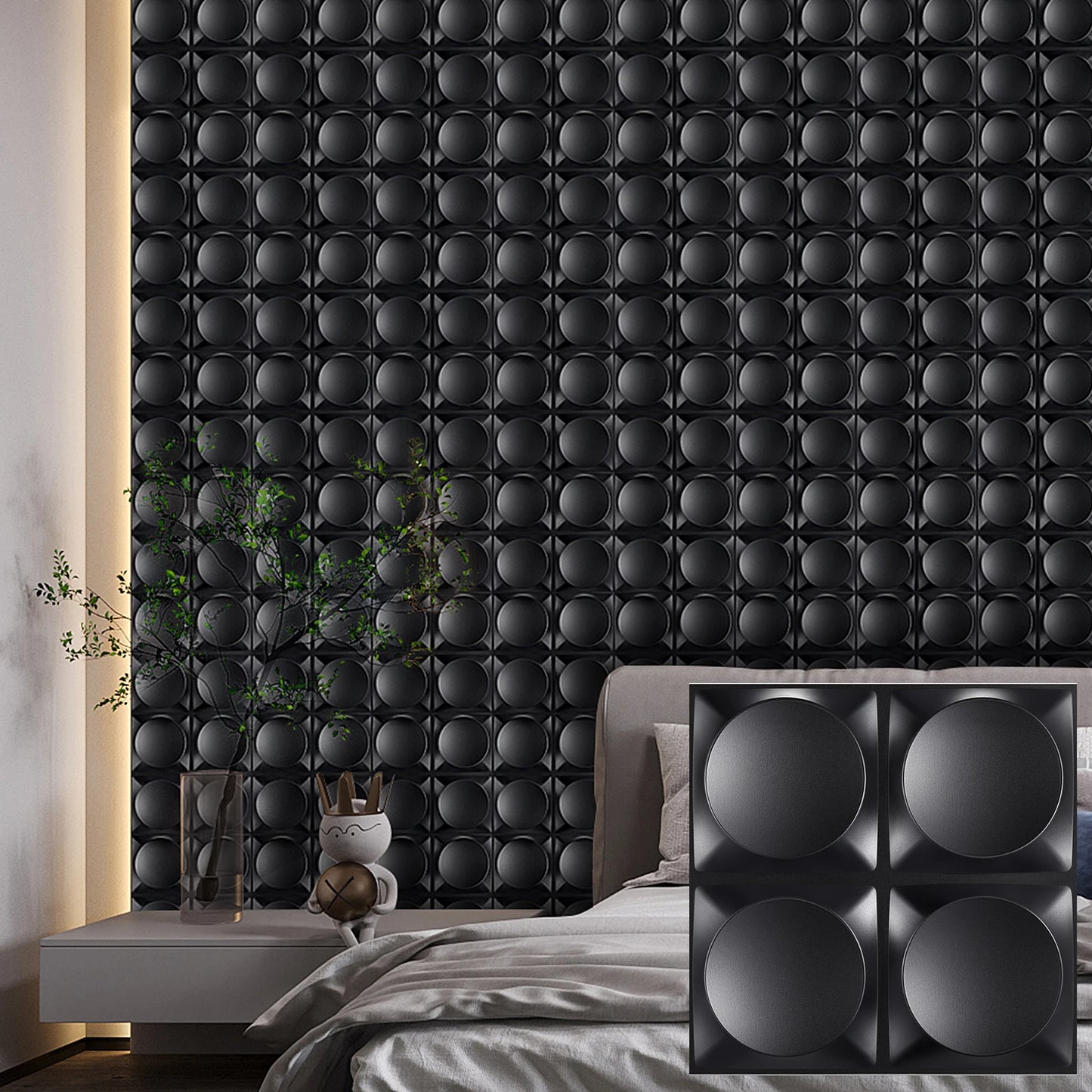 KUUJOJO 12pcs 3D textured wall panel for indoor wall decoration, suitable for living room, hall, bedroom, hotel, office