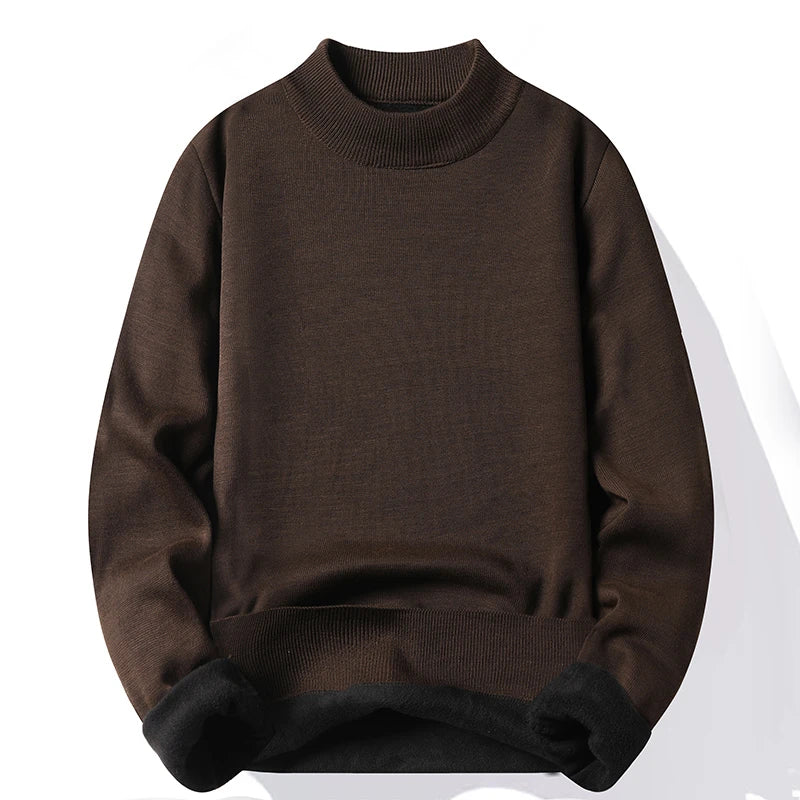 Knitwear Sweater New Autumn/Winter Mock Neck Sweatshirts Solid Color Pullovers Man Brand Casual Mens Clothing