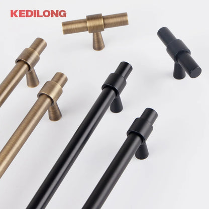 KEDLO Solid Brass Brushed Antique Brass Bronze 500mm Pull Drawer Knobs T Bar Kitchen Cabinet Handle