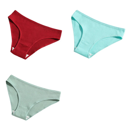 3Pcs/Set Cotton Panties Women Low Waist Underwear Seamless Briefs Solid Color Sports Breathable Underpants Female Lingerie