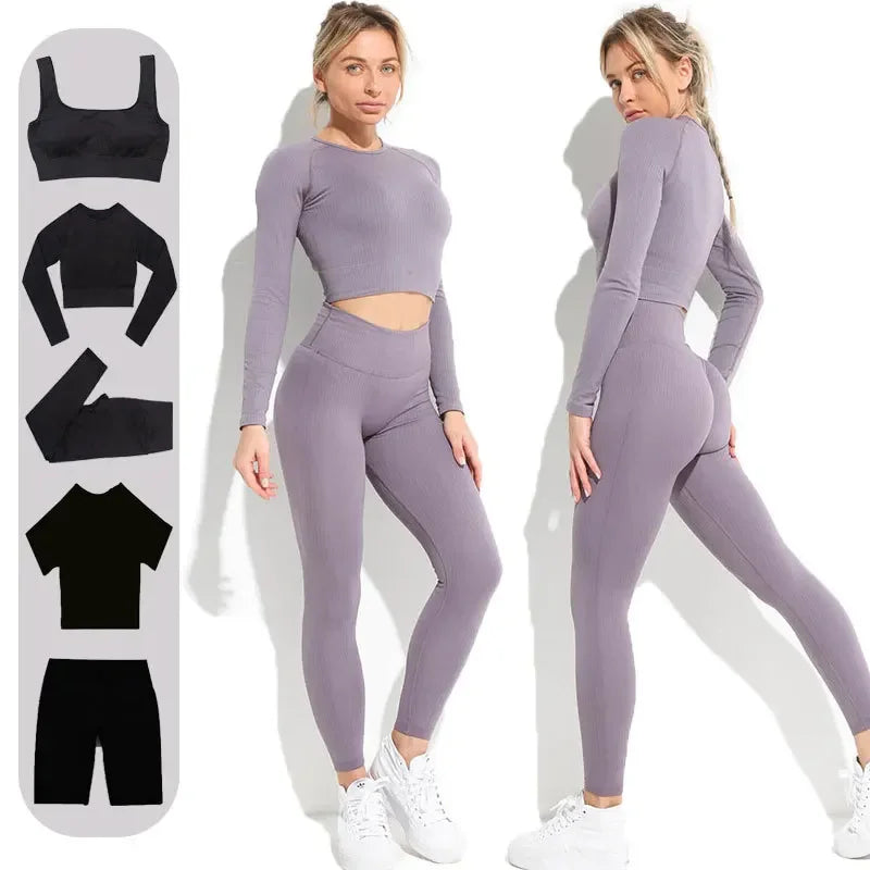 Women's Three-Piece Sportswear Set Yoga Fitness Leisure Sports Bra Pants Set Comfortable Breathable Gym Workout Outfit.