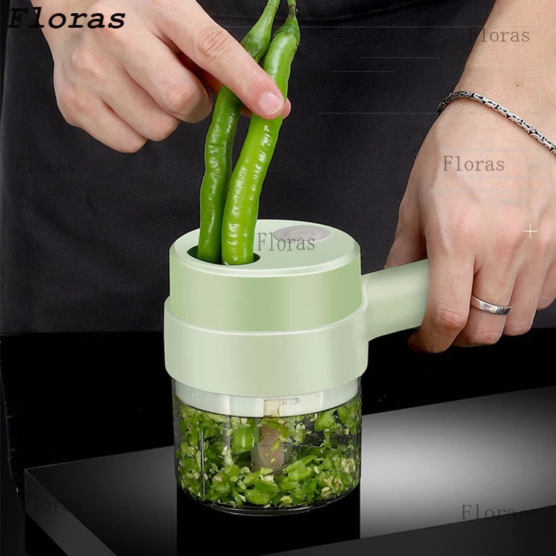Electric Vegetable Cutter Set Handheld Wireless Electric Garlic Masher Food Chopper Meat Grinder Machine Food Peel Slice.