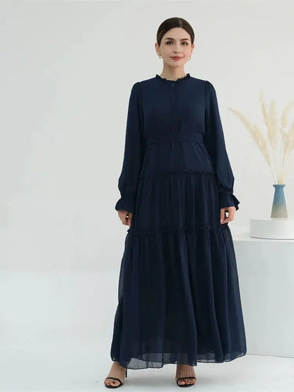 Ramadan Eid Chiffon Muslim Modest Khimar Abaya Set Dubai Turkey Islam Dress Abayas For Women Kebaya Kaftan Robe Femme Musulmane