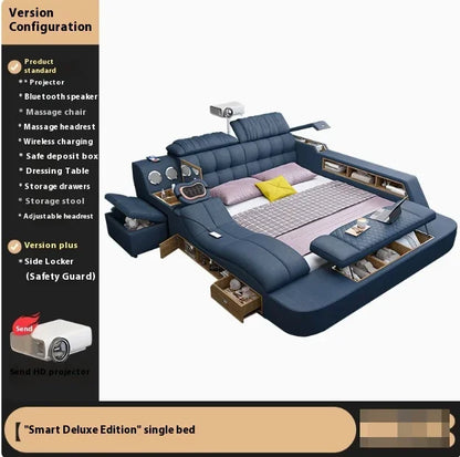 Nordic Smart Modulares Doppelbett Master Storage Luxus Designer Doppelbett Multifunktionale Leder Camas Ehe Möbel