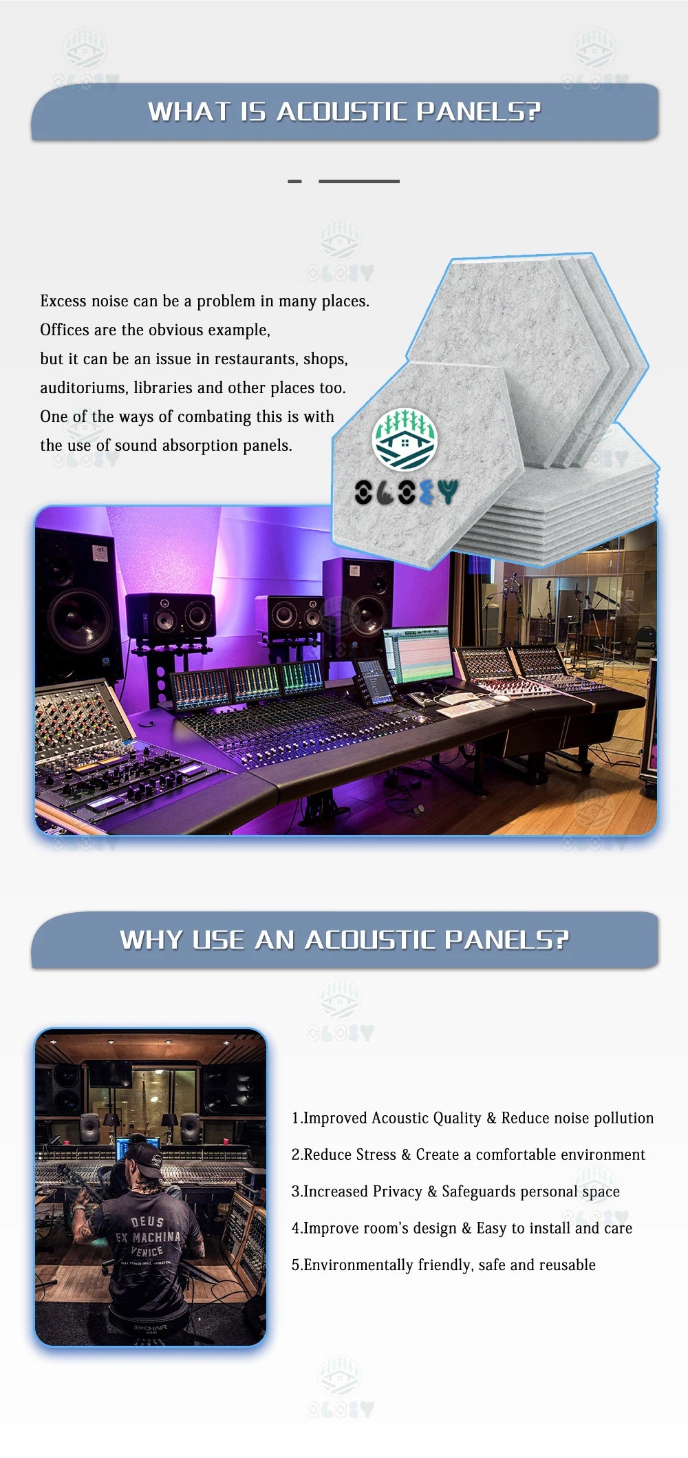 Sound Absorbing Wall Panels Hexagon 6 Pcs Bedroom Acoustic Insulation Sound-absorbing Panels Decor Acoustic Absorption Panel