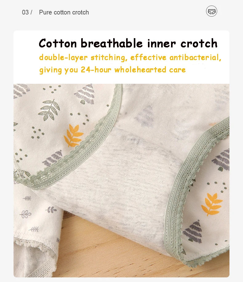 New Women Panties Antibacterial Cotton Lace Underwear Women's Floral Sweet Girls Briefs Mid-waist Shorts Female Lingerie M-XXL.