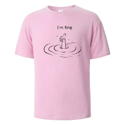 T'm Fine Print T-Shirt 100% Cotton Summer Tees For Men Women Oversize Casual Tops.