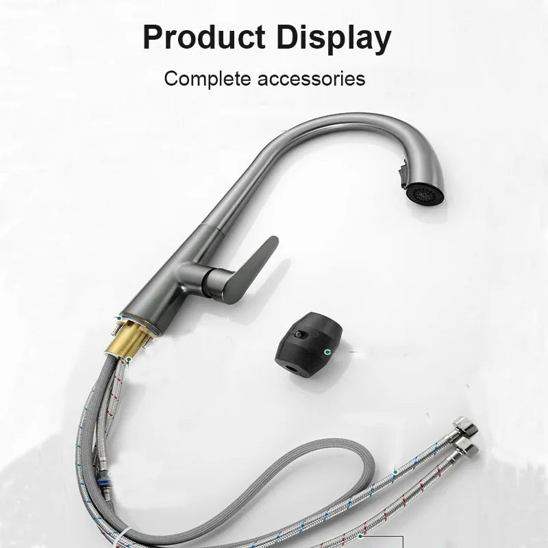 Pull Down Kitchen Faucet Hidden spray head Dual Modes Nozzle Hot Cold Water Mixer Crane Tap Brass Kitchen Sink Faucets