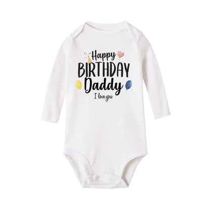 Baby-Strampler „Happy Birthday To The Dad“-Aufdruck, Säuglings-Body für Jungen und Mädchen, Kleidung für Papa, Geburtstagsgeschenk, Overall, Kleinkind-Outfits.