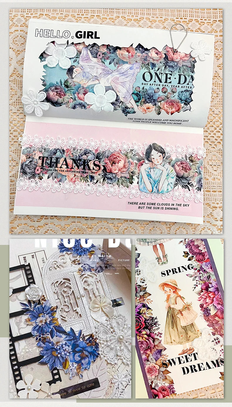 50mm*2m PET Natural Plant Flowers tape Sticker Decorative collage Adhesive Diy Scrapbooking hand made Masking tape.