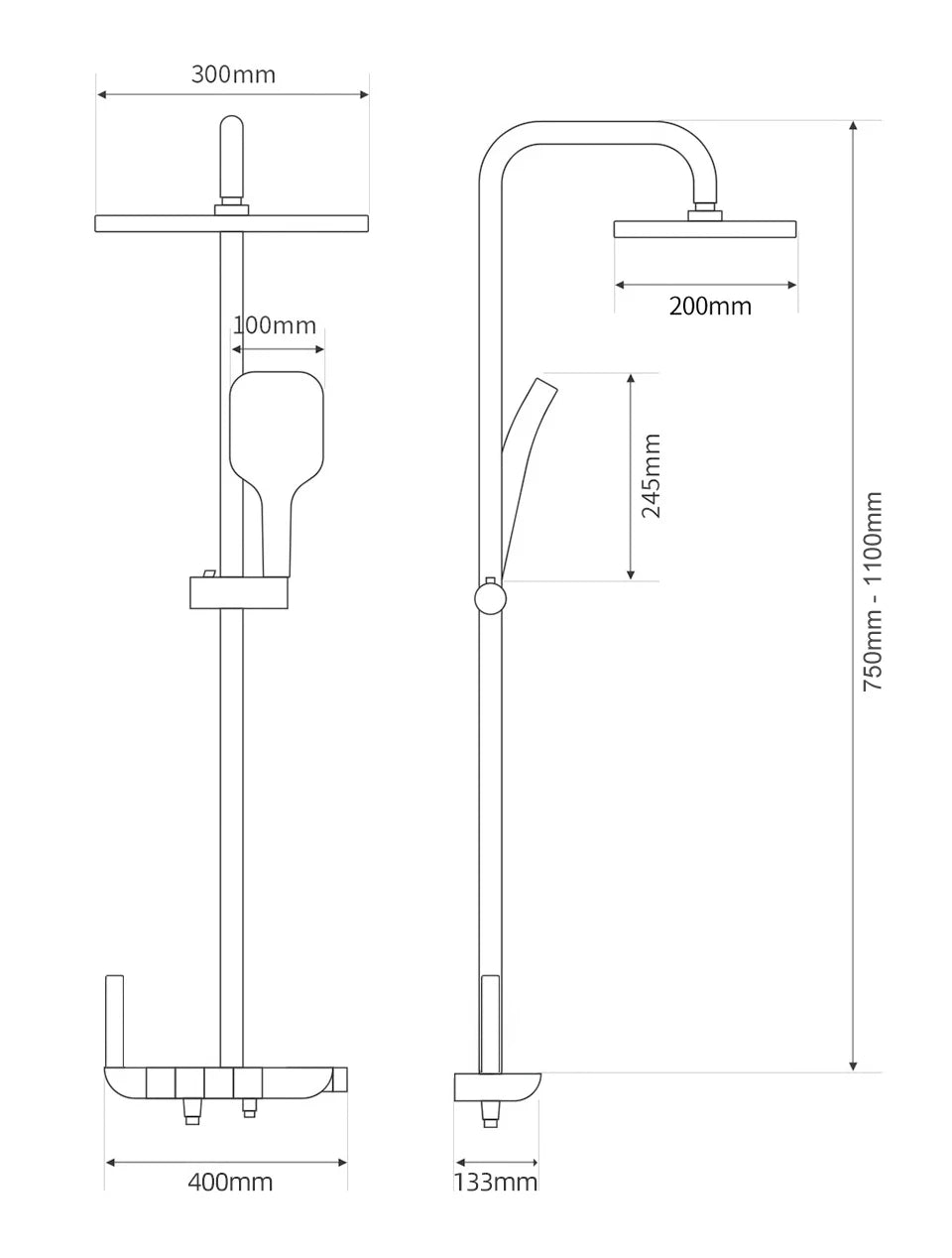 VGX LED Digital Shower System Modern Bathroom Temperature Display Shower Faucet Set Rainlfall Bathroom Mixer Bidet Shower Set